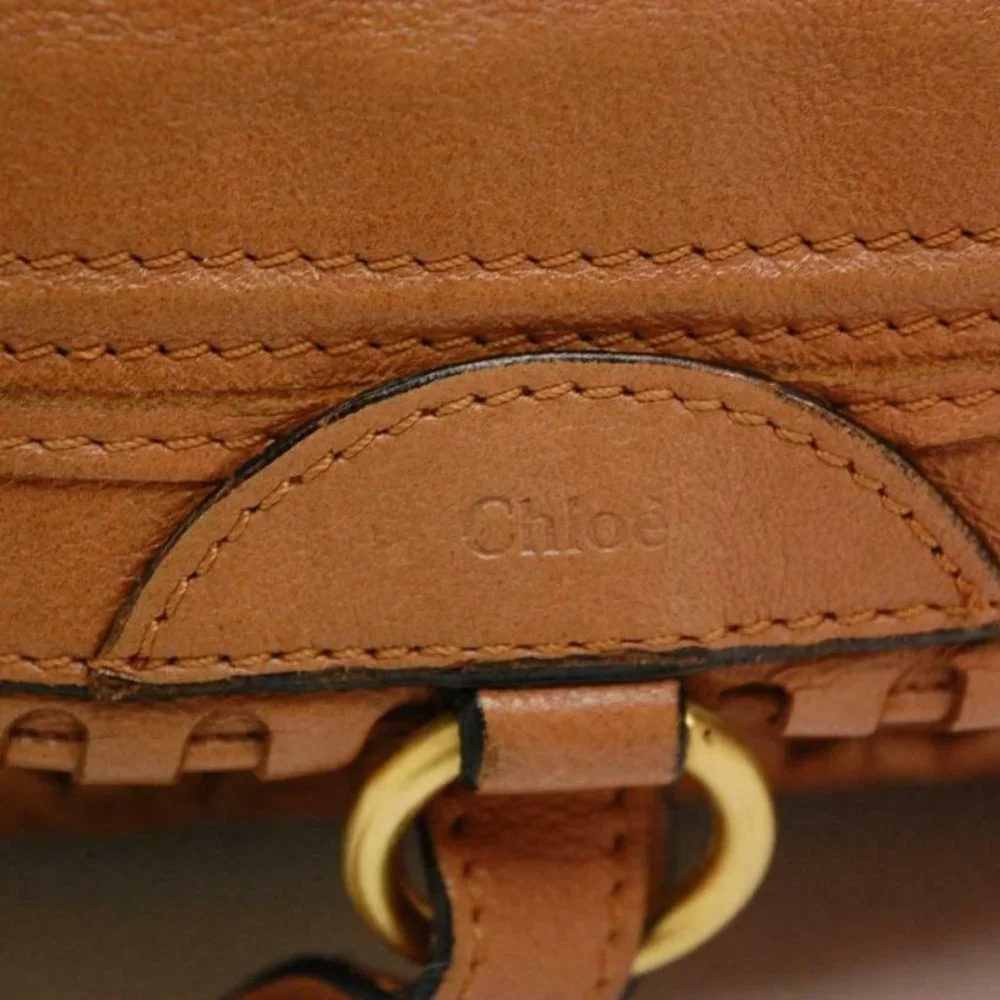 Auth Chloe Marcie Medium Shoulder Bag Leather Bron - Picture 4 of 16